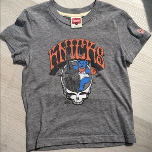 HOMAGE Gray Knicks Bear Graphic Kids T-Shirt